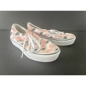 Vans Shoes Womens Size 6.5 Floral Canvas Low Top Lace Up Skate Pink White Black